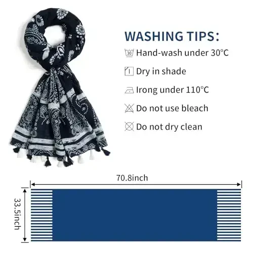 QIUTIMIY Scarf for Women Lightweight Soft Floral Leopard Printed Scarves Fall Winter Fashion Shawl Wrap with Fringe - 3