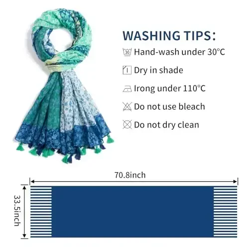 QIUTIMIY Scarf for Women Lightweight Soft Floral Leopard Printed Scarves Fall Winter Fashion Shawl Wrap with Fringe - 3