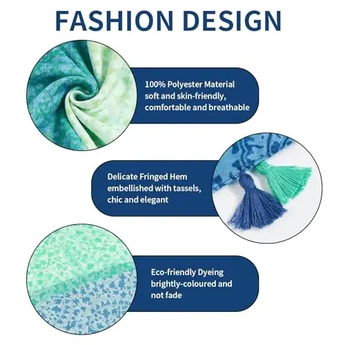 QIUTIMIY Scarf for Women Lightweight Soft Floral Leopard Printed Scarves Fall Winter Fashion Shawl Wrap with Fringe - 2