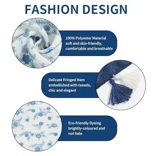 QIUTIMIY Scarf for Women Lightweight Soft Floral Leopard Printed Scarves Fall Winter Fashion Shawl Wrap with Fringe - QIUTIMIY (1)