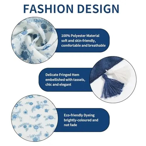 QIUTIMIY Scarf for Women Lightweight Soft Floral Leopard Printed Scarves Fall Winter Fashion Shawl Wrap with Fringe - 2