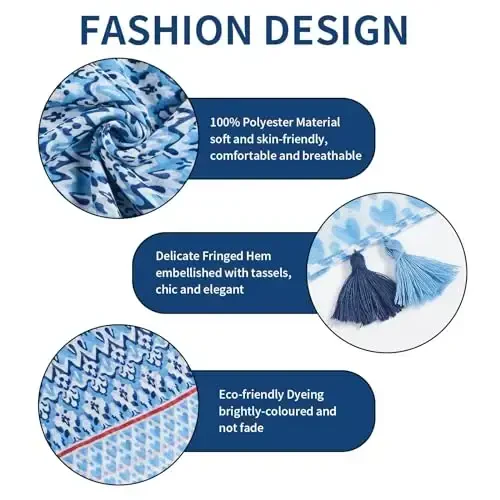 QIUTIMIY Scarf for Women Lightweight Soft Floral Leopard Printed Scarves Fall Winter Fashion Shawl Wrap with Fringe - QIUTIMIY (1)