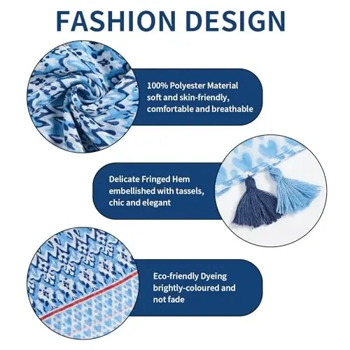 QIUTIMIY Scarf for Women Lightweight Soft Floral Leopard Printed Scarves Fall Winter Fashion Shawl Wrap with Fringe - 2