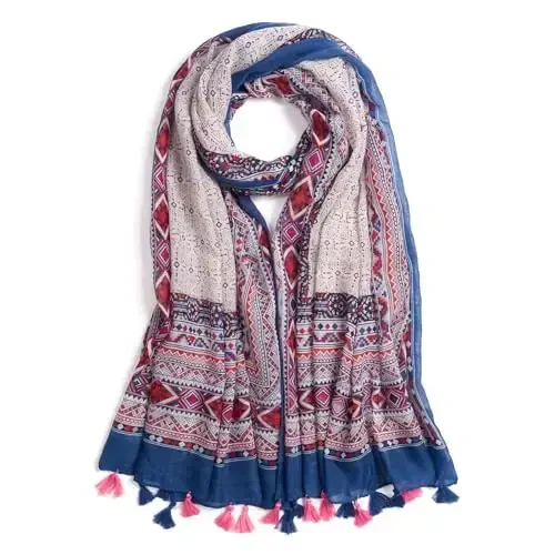 QIUTIMIY Scarf for Women Lightweight Soft Floral Leopard Printed Scarves Fall Winter Fashion Shawl Wrap with Fringe 