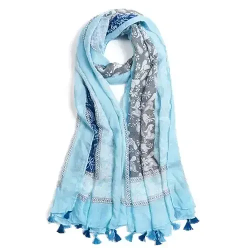 QIUTIMIY Scarf for Women Lightweight Soft Floral Leopard Printed Scarves Fall Winter Fashion Shawl Wrap with Fringe 