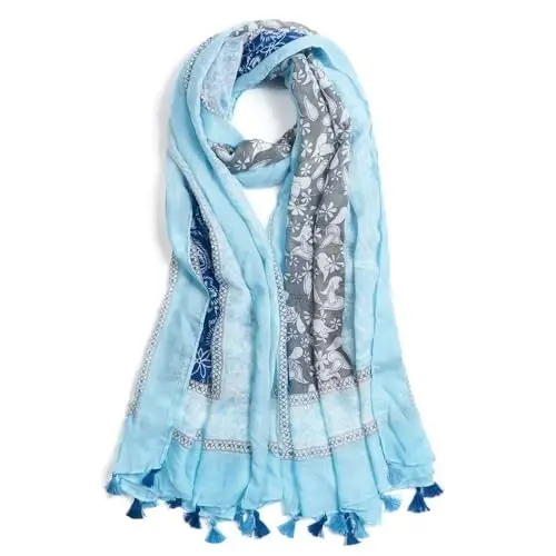 QIUTIMIY Scarf for Women Lightweight Soft Floral Leopard Printed Scarves Fall Winter Fashion Shawl Wrap with Fringe - 1