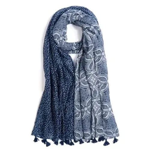 QIUTIMIY Scarf for Women Lightweight Soft Floral Leopard Printed Scarves Fall Winter Fashion Shawl Wrap with Fringe 