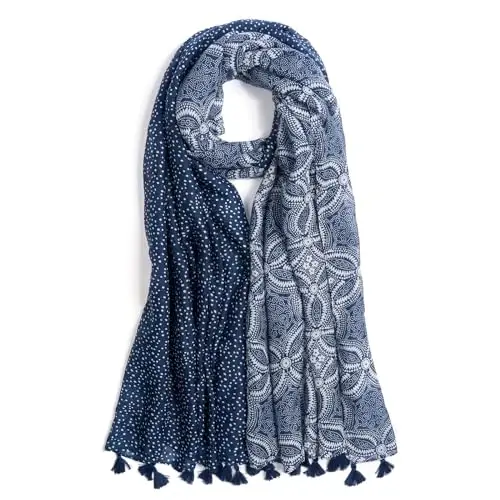 QIUTIMIY Scarf for Women Lightweight Soft Floral Leopard Printed Scarves Fall Winter Fashion Shawl Wrap with Fringe - 1