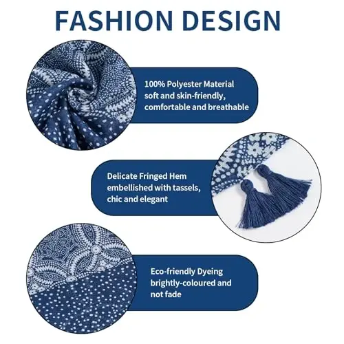 QIUTIMIY Scarf for Women Lightweight Soft Floral Leopard Printed Scarves Fall Winter Fashion Shawl Wrap with Fringe - 2