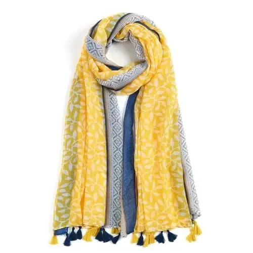 QIUTIMIY Scarf for Women Lightweight Soft Floral Leopard Printed Scarves Fall Winter Fashion Shawl Wrap with Fringe - QIUTIMIY