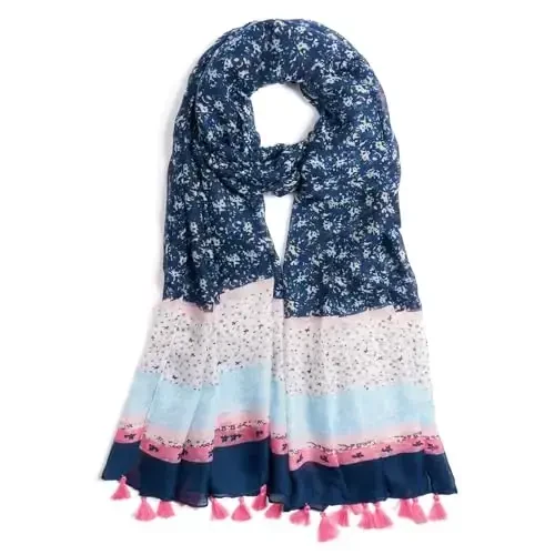 QIUTIMIY Scarf for Women Lightweight Soft Floral Leopard Printed Scarves Fall Winter Fashion Shawl Wrap with Fringe 