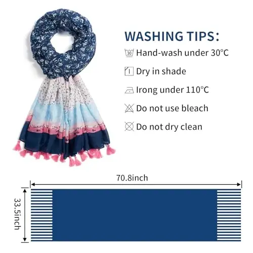 QIUTIMIY Scarf for Women Lightweight Soft Floral Leopard Printed Scarves Fall Winter Fashion Shawl Wrap with Fringe - 3