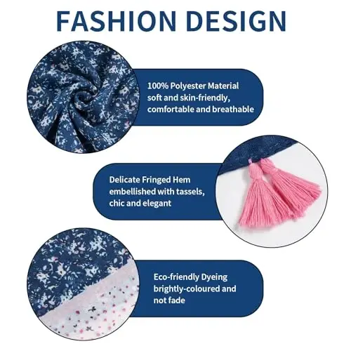 QIUTIMIY Scarf for Women Lightweight Soft Floral Leopard Printed Scarves Fall Winter Fashion Shawl Wrap with Fringe - 2