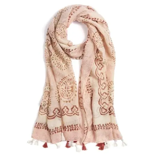 QIUTIMIY Scarf for Women Lightweight Soft Floral Leopard Printed Scarves Fall Winter Fashion Shawl Wrap with Fringe - 1