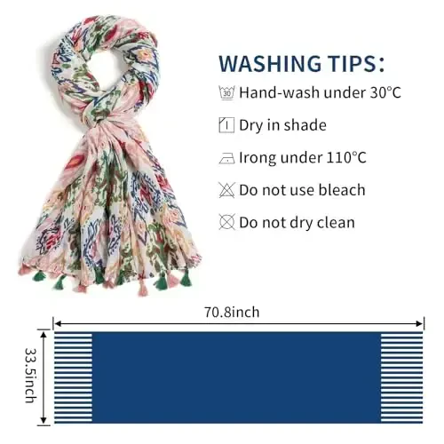 QIUTIMIY Scarf for Women Lightweight Soft Floral Leopard Printed Scarves Fall Winter Fashion Shawl Wrap with Fringe - 3