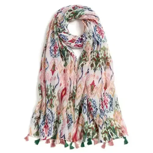 QIUTIMIY Scarf for Women Lightweight Soft Floral Leopard Printed Scarves Fall Winter Fashion Shawl Wrap with Fringe 
