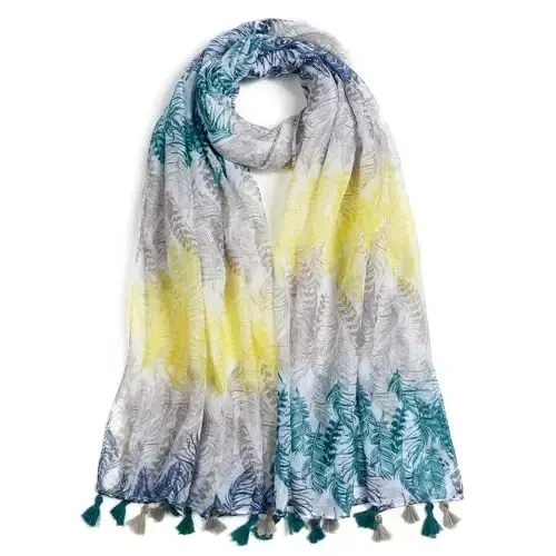 QIUTIMIY Scarf for Women Lightweight Soft Floral Leopard Printed Scarves Fall Winter Fashion Shawl Wrap with Fringe 