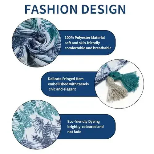QIUTIMIY Scarf for Women Lightweight Soft Floral Leopard Printed Scarves Fall Winter Fashion Shawl Wrap with Fringe - QIUTIMIY (1)