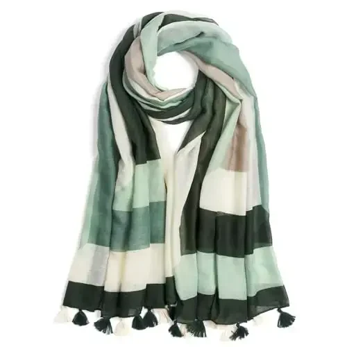 QIUTIMIY Scarf for Women Lightweight Soft Floral Leopard Printed Scarves Fall Winter Fashion Shawl Wrap with Fringe - 1