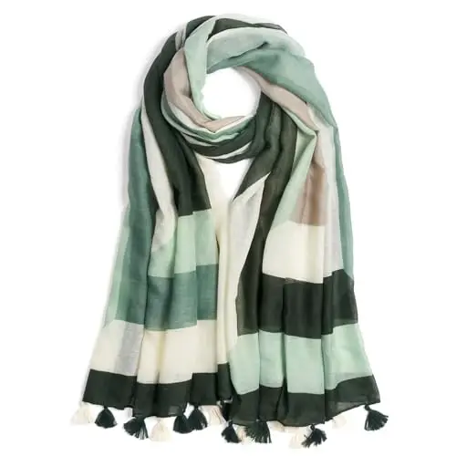 QIUTIMIY Scarf for Women Lightweight Soft Floral Leopard Printed Scarves Fall Winter Fashion Shawl Wrap with Fringe - 1