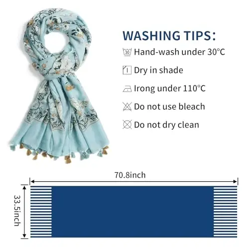 QIUTIMIY Scarf for Women Lightweight Soft Floral Leopard Printed Scarves Fall Winter Fashion Shawl Wrap with Fringe - 3