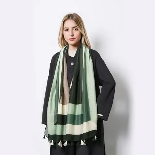 QIUTIMIY Scarf for Women Lightweight Soft Floral Leopard Printed Scarves Fall Winter Fashion Shawl Wrap with Fringe - 6