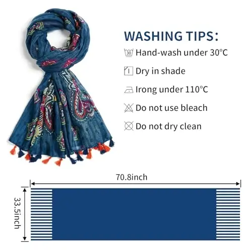 QIUTIMIY Scarf for Women Lightweight Soft Floral Leopard Printed Scarves Fall Winter Fashion Shawl Wrap with Fringe - 3
