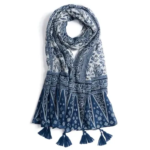 QIUTIMIY Scarf for Women Lightweight Soft Floral Leopard Printed Scarves Fall Winter Fashion Shawl Wrap with Fringe - 1