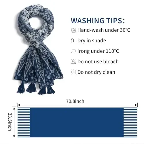 QIUTIMIY Scarf for Women Lightweight Soft Floral Leopard Printed Scarves Fall Winter Fashion Shawl Wrap with Fringe - 3