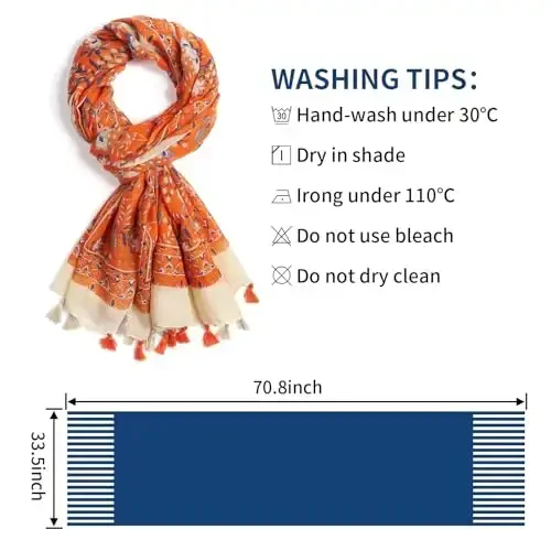 QIUTIMIY Scarf for Women Lightweight Soft Floral Leopard Printed Scarves Fall Winter Fashion Shawl Wrap with Fringe - 3