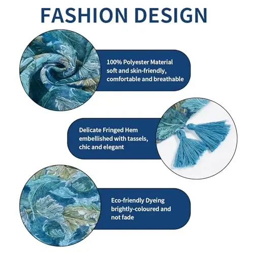 QIUTIMIY Шарф женский Легкий Мягкий Цветочный Леопардовый Принт Шарфы Осень Зима Мода Шаль Обёртывание с Бахромой - 2