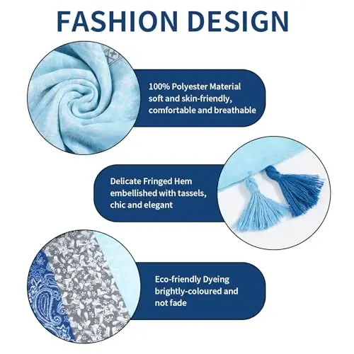 QIUTIMIY Шарф женский Легкий Мягкий Цветочный Леопардовый принт Шарфы Осень Зима Модный платок шаль с бахромой - QIUTIMIY (1)