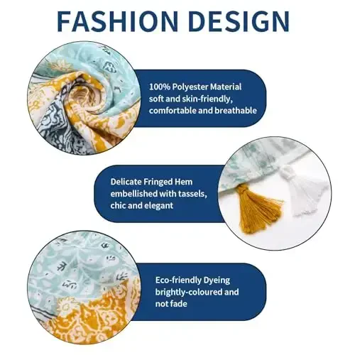 QIUTIMIY Шарф женский Легкий Мягкий Цветочный Леопардовый Принт Шарфы Осень Зима Модный Платок Шаль с Бахромой - 2