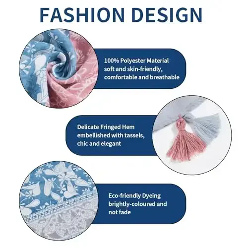 QIUTIMIY Шарф женский легкий мягкий с цветочным леопардовым принтом шарфы осенние зимние модные шали с бахромой - 2