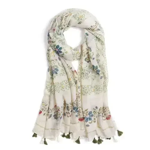 QIUTIMIY Scarf for Women Lightweight Soft Floral Leopard Printed Scarves Fall Winter Fashion Shawl Wrap with Fringe - 4