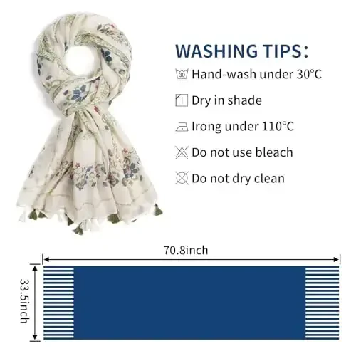 QIUTIMIY Scarf for Women Lightweight Soft Floral Leopard Printed Scarves Fall Winter Fashion Shawl Wrap with Fringe - 6