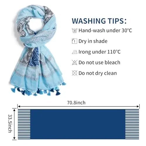QIUTIMIY Scarf for Women Lightweight Soft Floral Leopard Printed Scarves Fall Winter Fashion Shawl Wrap with Fringe - 3