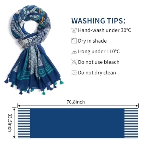 QIUTIMIY Scarf for Women Lightweight Soft Floral Leopard Printed Scarves Fall Winter Fashion Shawl Wrap with Fringe - 3