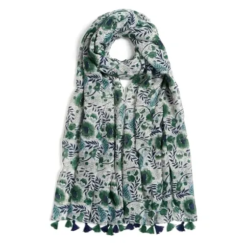 QIUTIMIY Scarf for Women Lightweight Soft Floral Leopard Printed Scarves Fall Winter Fashion Shawl Wrap with Fringe - 3