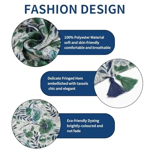 QIUTIMIY Scarf for Women Lightweight Soft Floral Leopard Printed Scarves Fall Winter Fashion Shawl Wrap with Fringe - 4