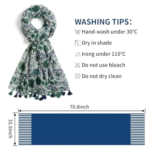 QIUTIMIY Scarf for Women Lightweight Soft Floral Leopard Printed Scarves Fall Winter Fashion Shawl Wrap with Fringe - 5
