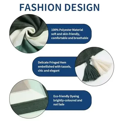 QIUTIMIY Scarf for Women Lightweight Soft Floral Leopard Printed Scarves Fall Winter Fashion Shawl Wrap with Fringe - 2