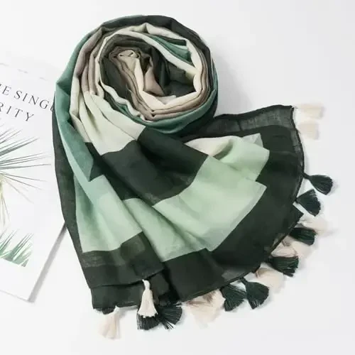 QIUTIMIY Scarf for Women Lightweight Soft Floral Leopard Printed Scarves Fall Winter Fashion Shawl Wrap with Fringe - 4