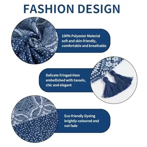 QIUTIMIY Scarf for Women Lightweight Soft Floral Leopard Printed Scarves Fall Winter Fashion Shawl Wrap with Fringe - 2