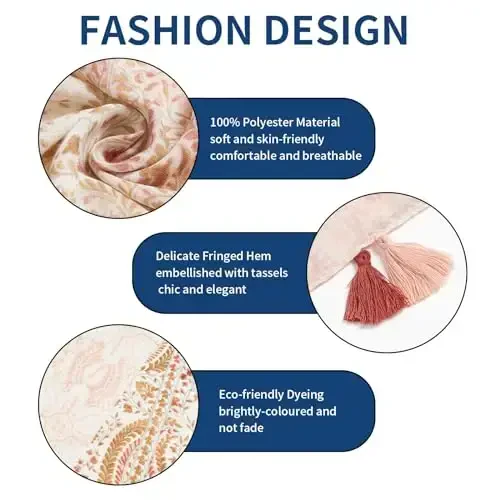 QIUTIMIY Scarf for Women Lightweight Soft Floral Leopard Printed Scarves Fall Winter Fashion Shawl Wrap with Fringe - 2