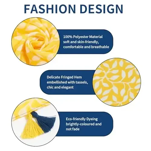 QIUTIMIY Scarf for Women Lightweight Soft Floral Leopard Printed Scarves Fall Winter Fashion Shawl Wrap with Fringe - 2