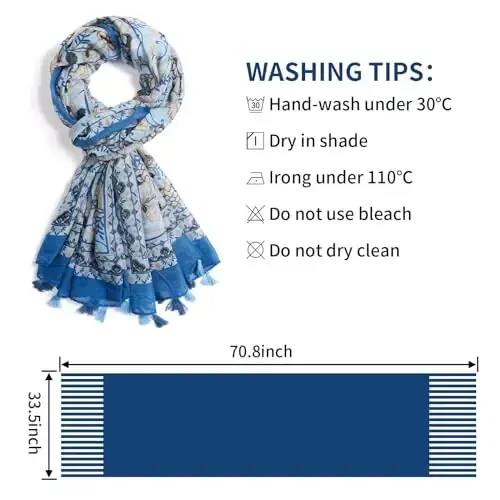 QIUTIMIY Scarf for Women Lightweight Soft Floral Leopard Printed Scarves Fall Winter Fashion Shawl Wrap with Fringe - 3