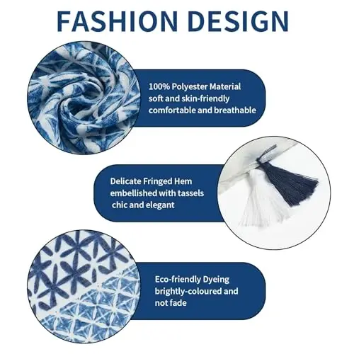 QIUTIMIY Scarf for Women Lightweight Soft Floral Leopard Printed Scarves Fall Winter Fashion Shawl Wrap with Fringe - 2