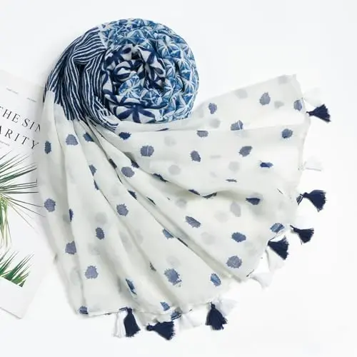 QIUTIMIY Scarf for Women Lightweight Soft Floral Leopard Printed Scarves Fall Winter Fashion Shawl Wrap with Fringe - 4