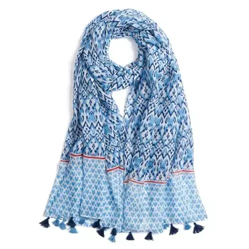 QIUTIMIY Scarf for Women Lightweight Soft Floral Leopard Printed Scarves Fall Winter Fashion Shawl Wrap with Fringe - 1